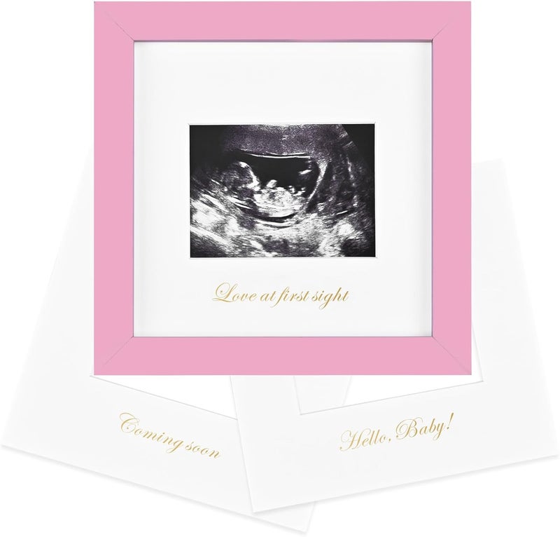 KINLINK Baby Sonogram Picture Frame, Love at First Sight Ultrasound Picture Frame, Pregnancy Gifts for Expecting Mom&Dad, Gender Reveal Party, Baby Keepsake Announcement Light Pink - Image 1